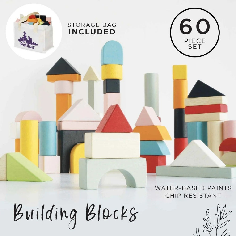 Le Toy Van - Colourful Wooden Building Blocks - 60pcs