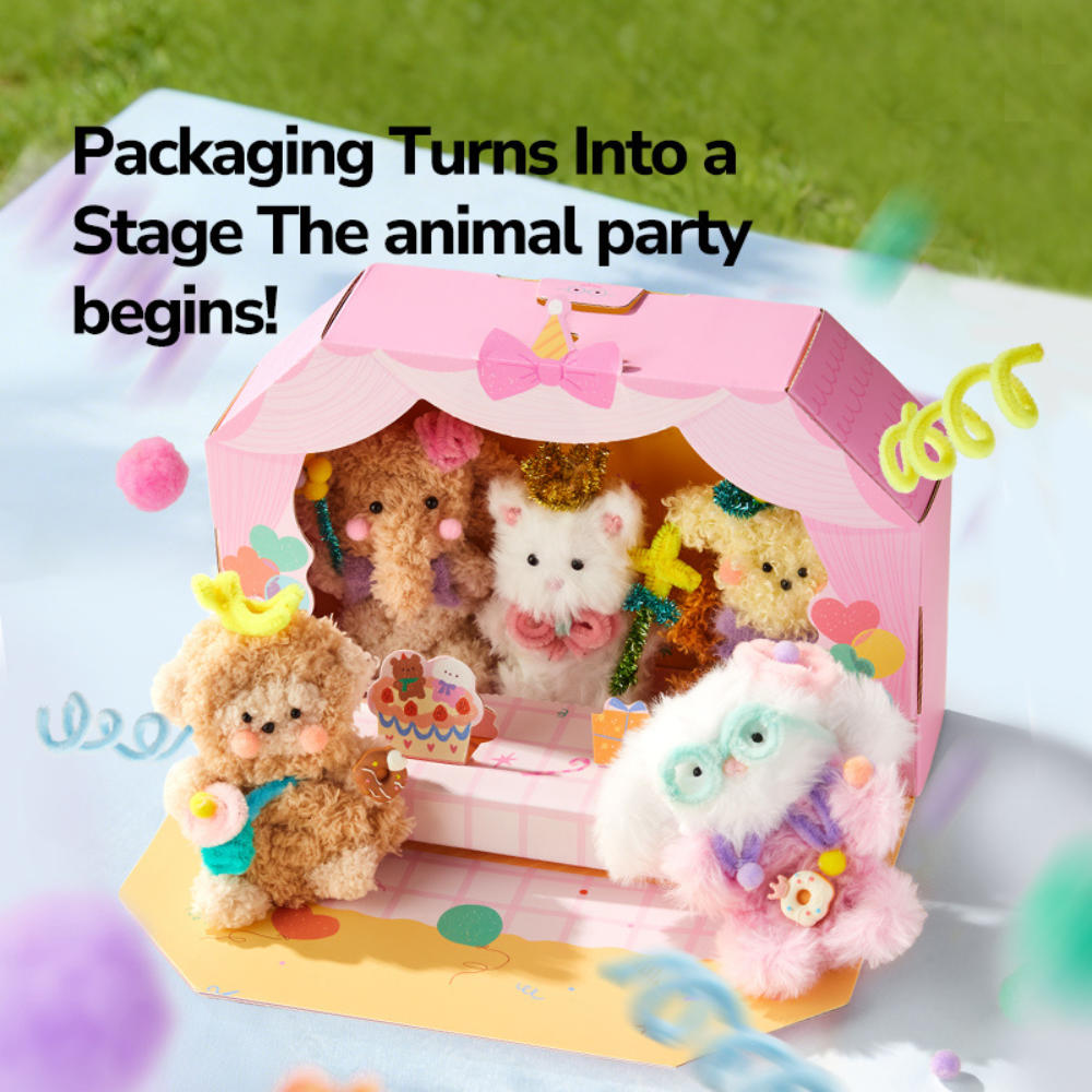 Mideer - Animal Party Chenille Stem Arts & Craft Kit: Plush Animals with Pop-Up Stage
