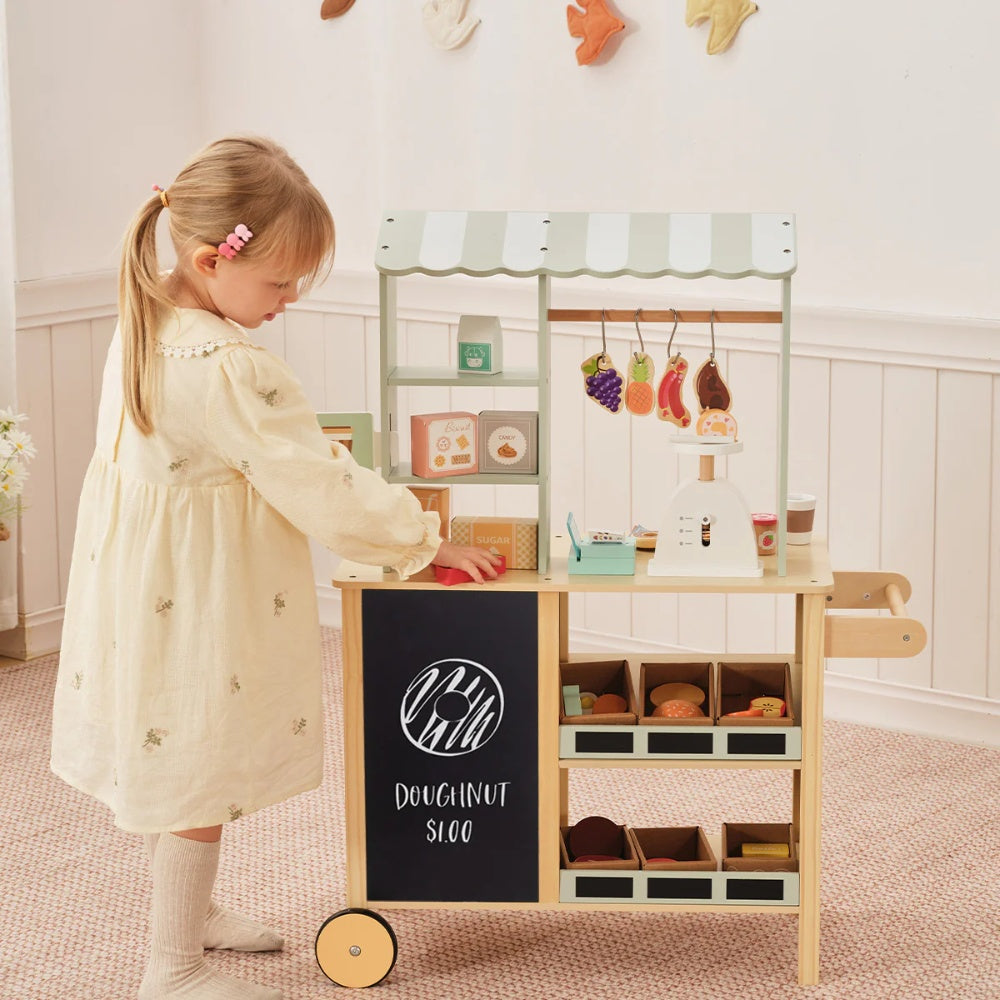 TookyToy - Pretend Play Wooden Grocery Store with Accessories