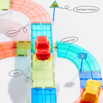 Mideer - Racing Track Grooved Magnetic Tiles Building Set