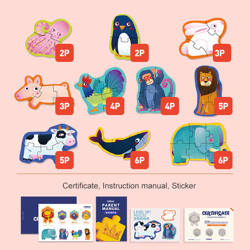 Mideer - Level Up Puzzles - 10-in-1 - Level 1 Animals