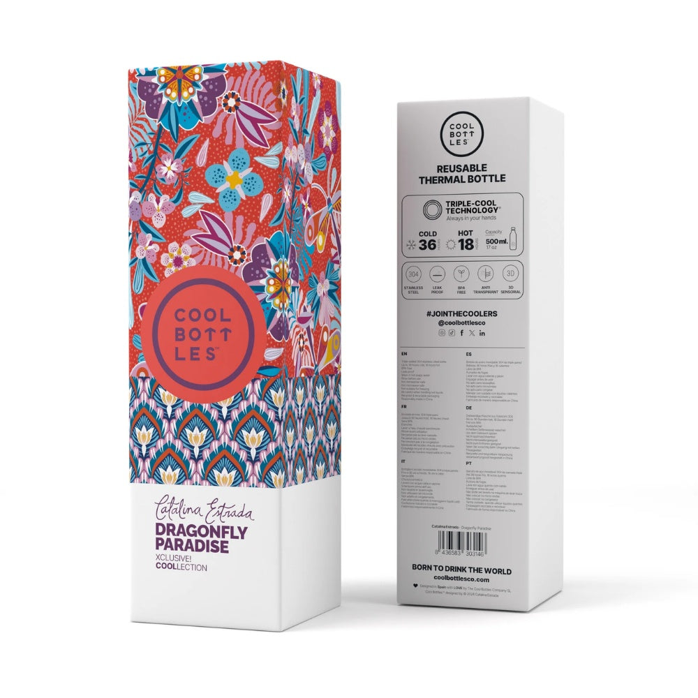 Cool Bottles - Triple-Insulated Water Bottle - Dragonfly Paradise 500ml
