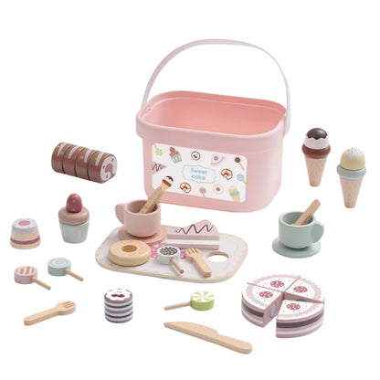 TookyToy - Wooden Tea Party Set in Portable Storage Box - 34 Pieces