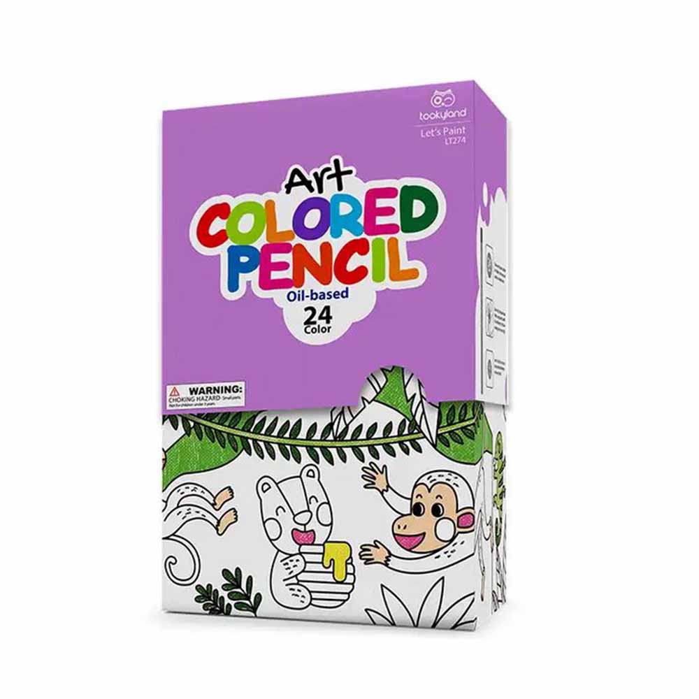 TookyToy - Oil-Based Coloured Pencils & Pencil Sharpener: 24 Colours - Motherhood