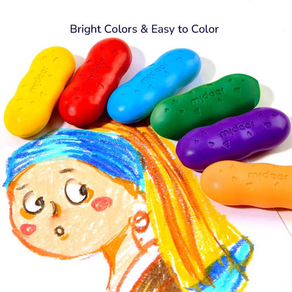 Mideer - Pea Beeswax Crayons - 12 Colours