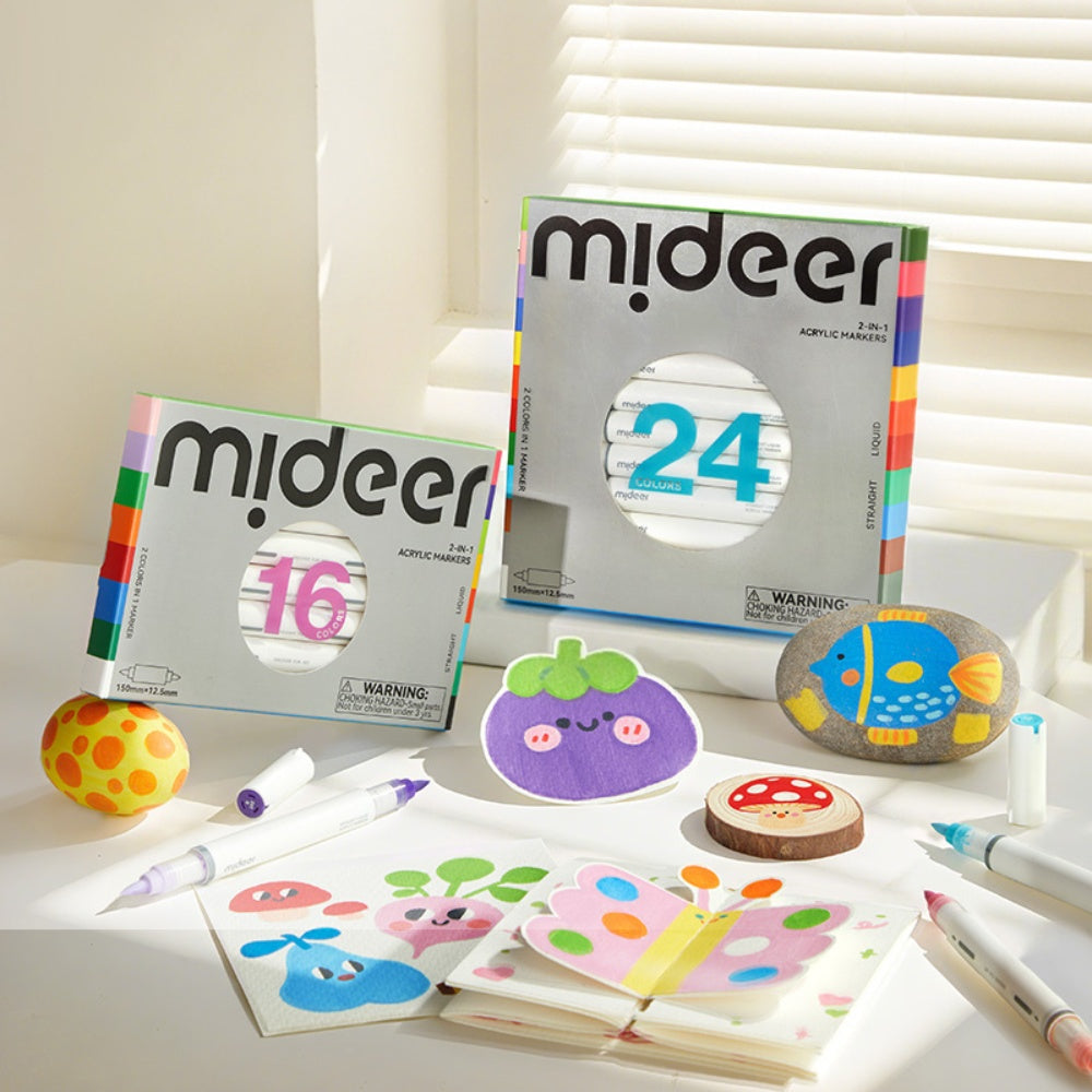 Mideer - Dual-Tip Acrylic Markers - 16 Colours