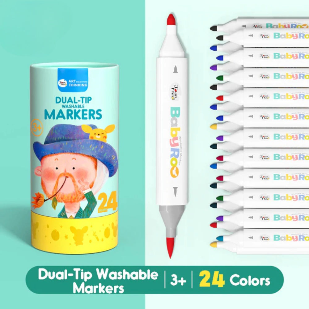 Jar Meló - Dual-Tip Washable Art Markers - 24 Colours