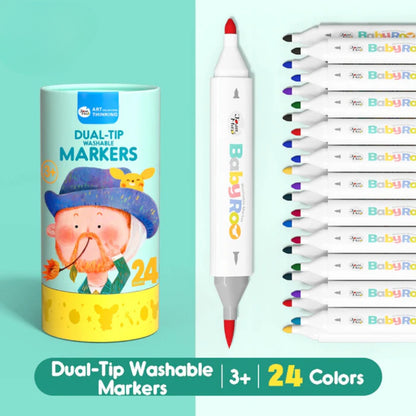 Jar Meló - Dual-Tip Washable Art Markers - 24 Colours