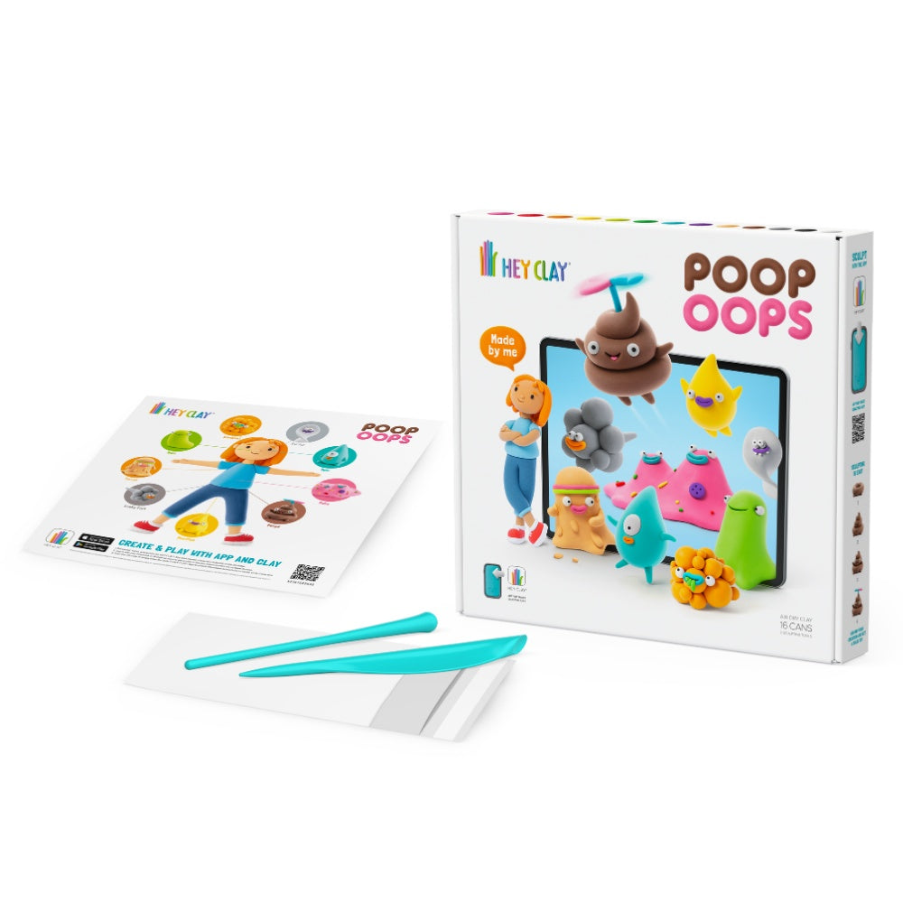 Hey Clay - Modelling Air-Dry Clay with Fun Interactive App - Poop Oops, 16 cans