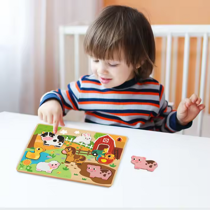 hi Pando - Chunky Wooden Puzzle - Farm Animals - 8pcs