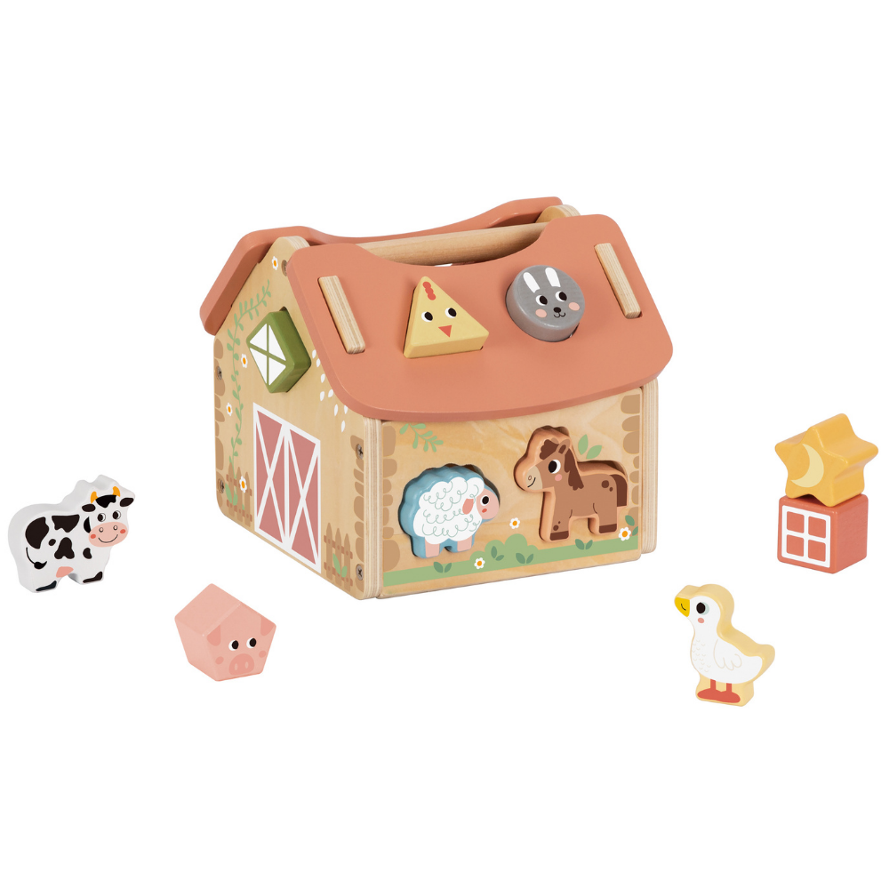 TookyToy - Farmhouse Shape Sorter - Farm Animals Sorting Toy for Toddlers