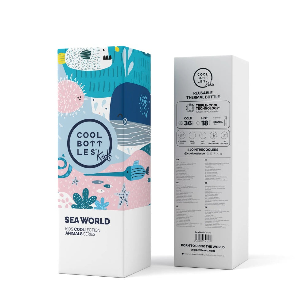 Cool Bottles - Kids Triple-Insulated Water Bottle - Sea World 260ml