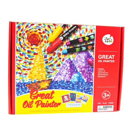 Jar Meló - Silky Crayon Arts & Crafts Kit - 16 Twistable Oil Crayons with Canvas & Frames