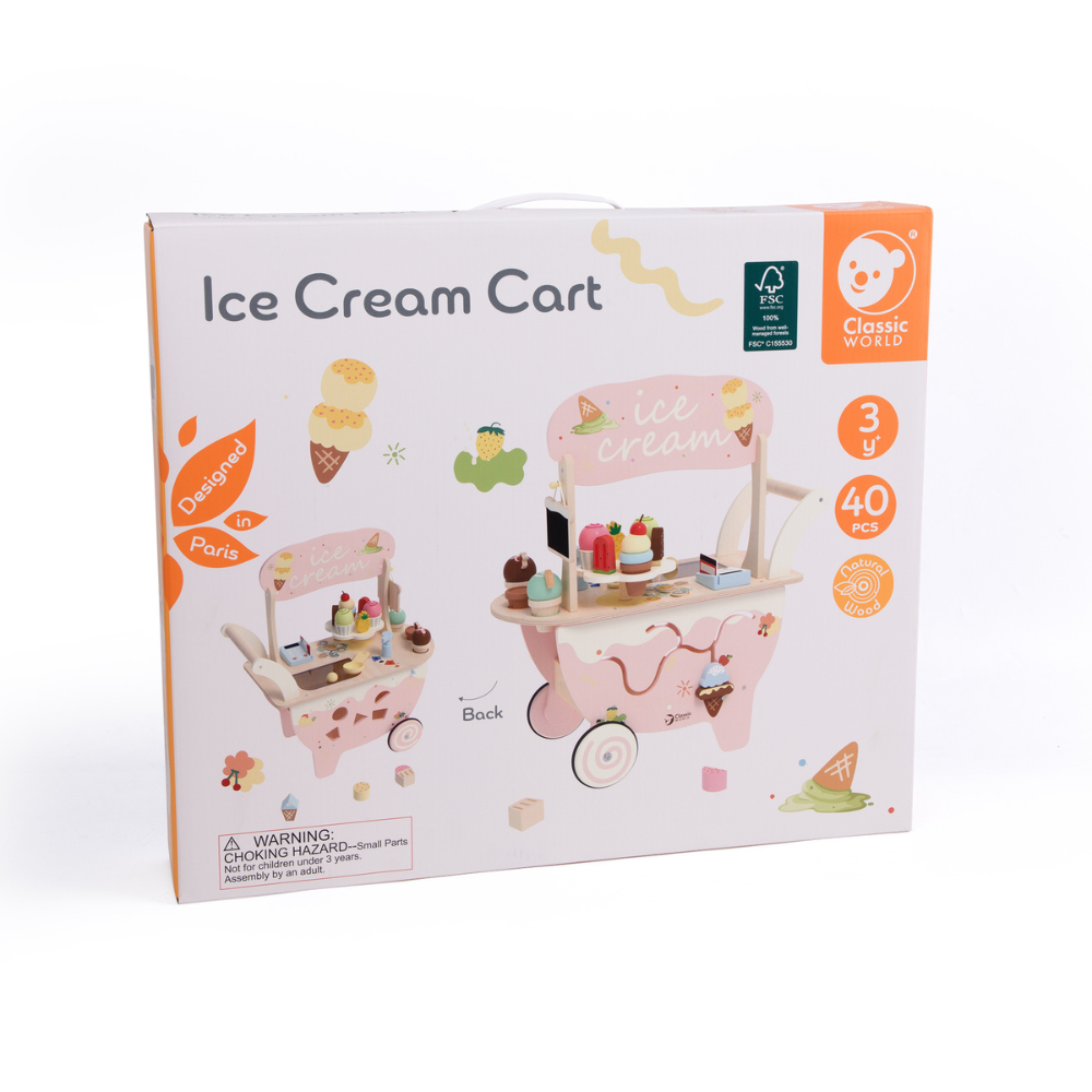 Classic World - Pretend & Play - Wooden Ice Cream Cart - 40pcs