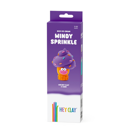 Hey Clay - Modelling Air-Dry Clay with Fun Interactive App - Windy Sprinkle, Series Nice Ice Cream, 3 cans