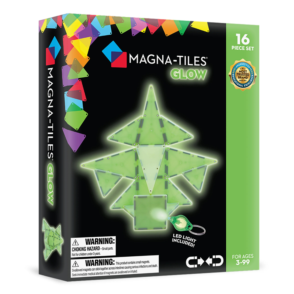 Magna-Tiles - Magnetic Construction Set - Glow Set - 16pcs
