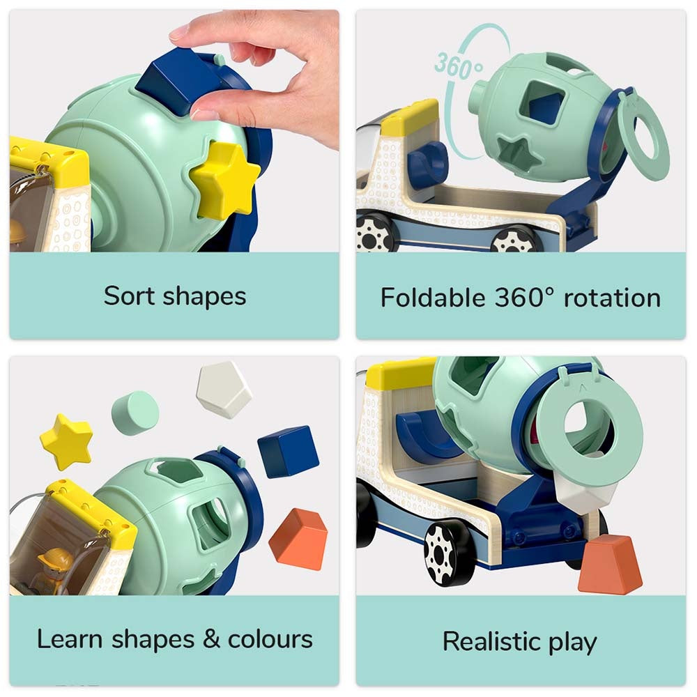 TopBright - Shape Sorting Truck with Wooden Blocks for Toddlers-**