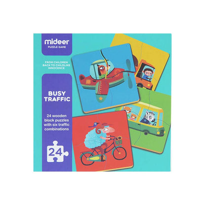 Mideer - Wooden Puzzle - Busy Traffic - 24pcs -**
