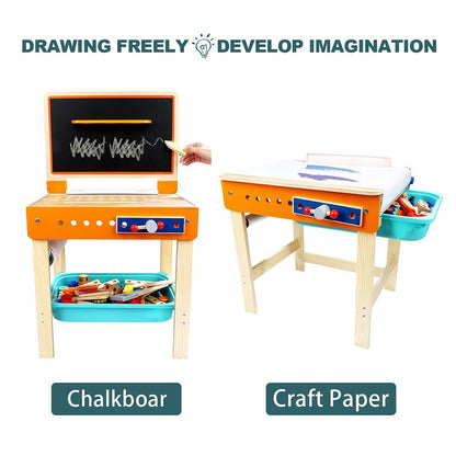 TopBright - 2-in-1 - Tool Work Bench, Art Desk & Chalk Board - 47 x 37 x 80 cm - pcs-**