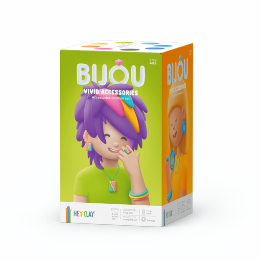 Hey Clay - Modelling Air-Dry Clay with Fun Interactive App - Vivid Accessories, series Bijou, 8 cans