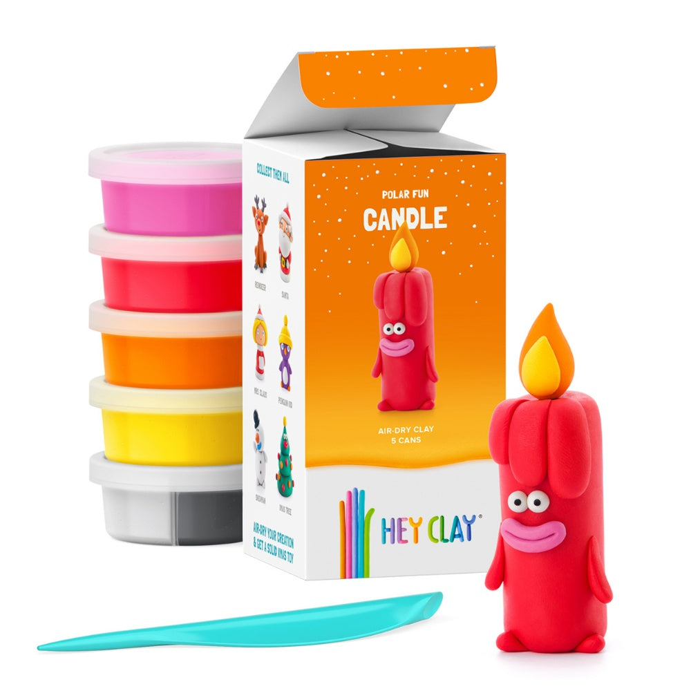 Hey Clay - Modelling Air-Dry Clay with Fun Interactive App - Candle, Christmas Series, 5 cans