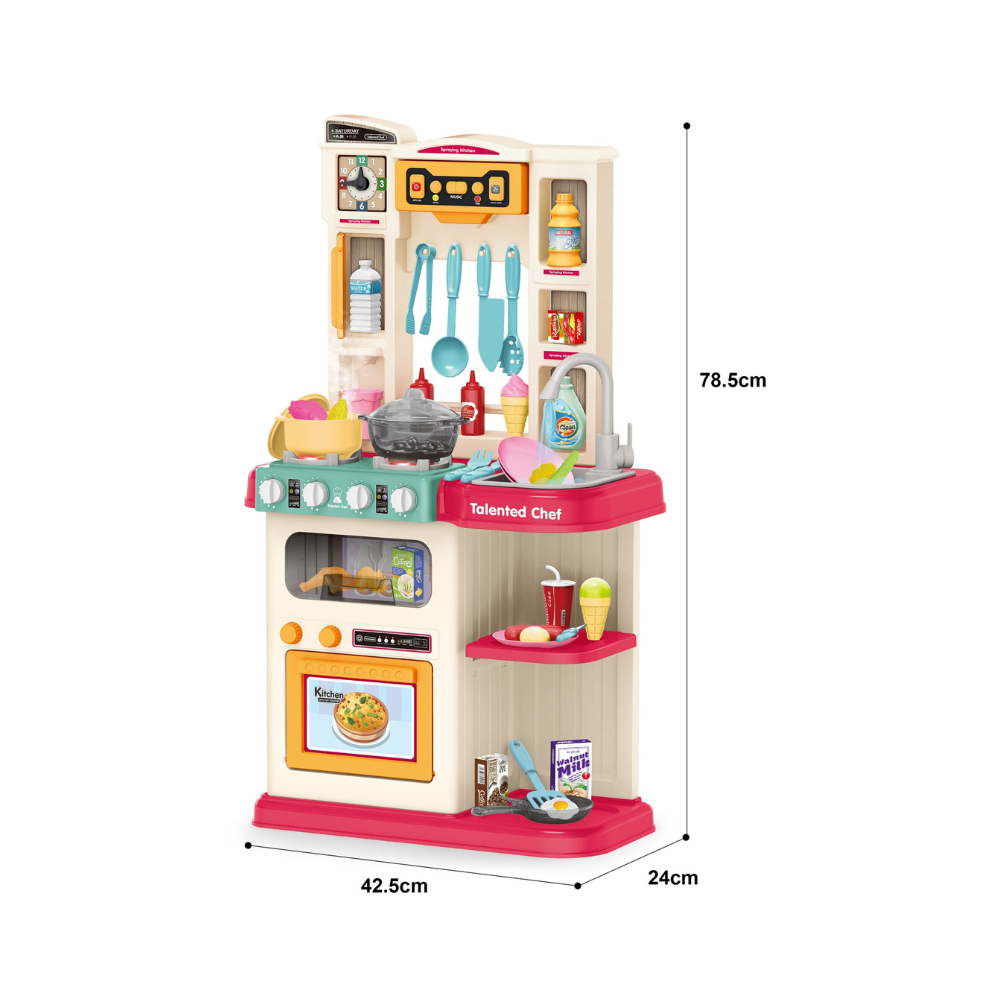 Cogo - Pretend & Play Kitchen Set with Light & Sound Effects - Pink - 65 Pieces