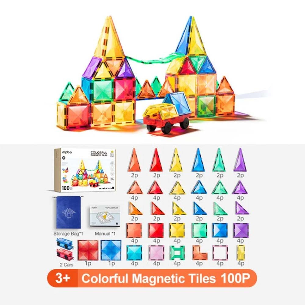 Mideer - Colourful Magnetic Tiles Building Set - 100pcs