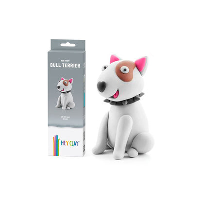 Hey Clay - Modelling Air-Dry Clay with Fun Interactive App - Bull Terrier, Series Dog Story, 3 cans