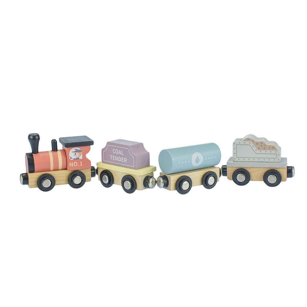 TookyToy - Wooden Train Set - Pastel - 13 Pieces - Motherhood