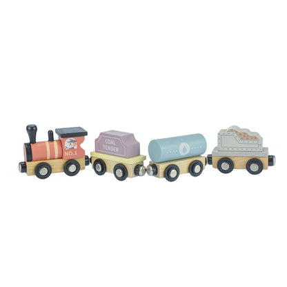 TookyToy - Wooden Train Set - Pastel - 13 Pieces - Motherhood