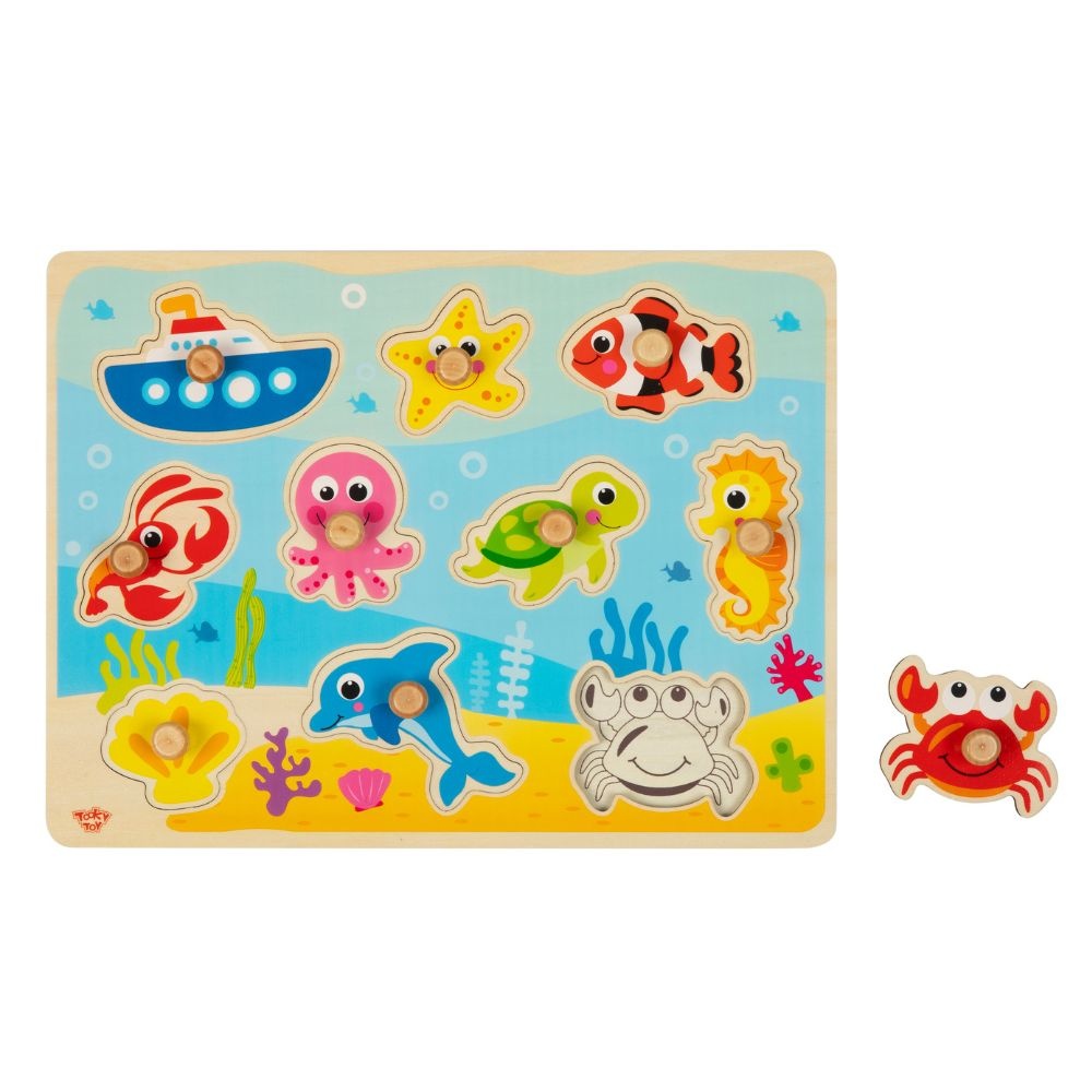 TookyToy - Wooden Ocean Peg Puzzle - 7 Pieces