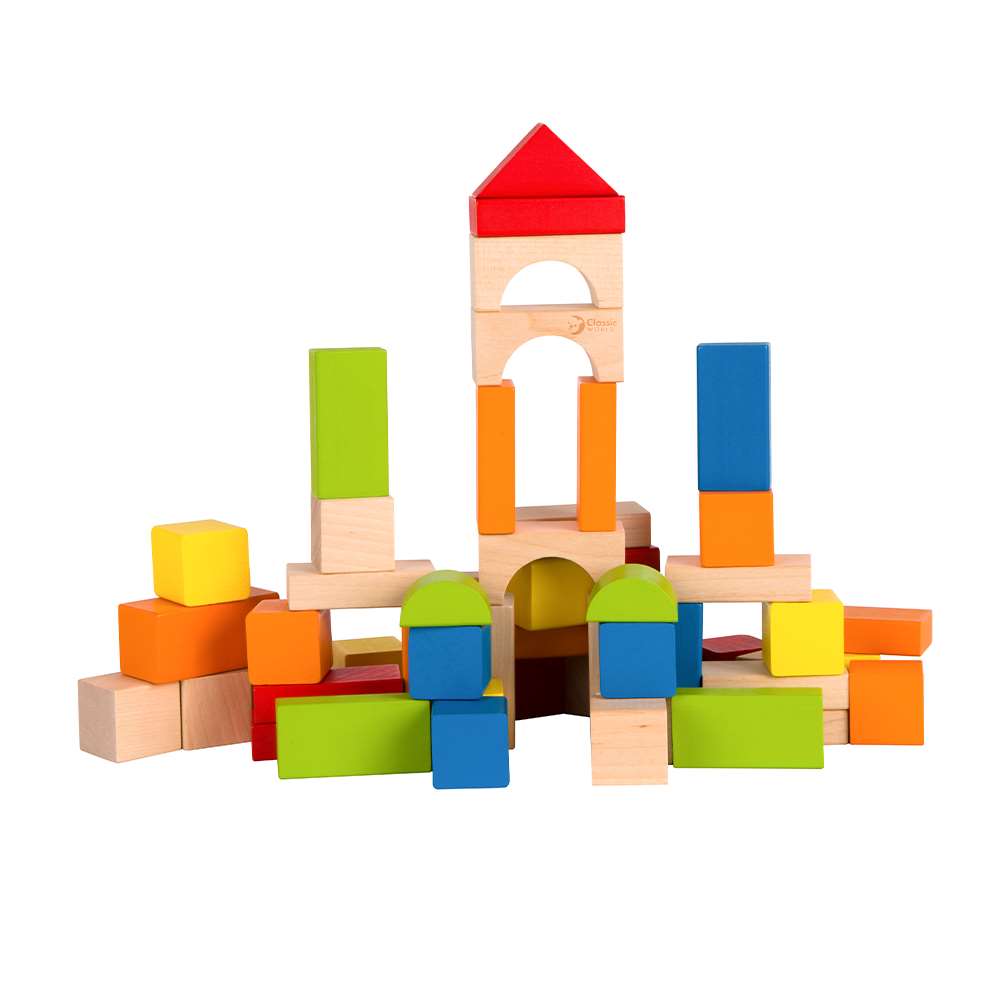 Classic World - Wooden Building Blocks with Sorting Lid - 100pcs