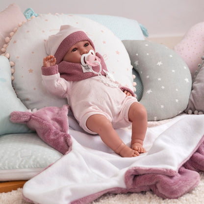 Llorens - Baby Girl Doll with Crying Mechanism, Clothing & Sleeping-bag: Mimi - 42cm