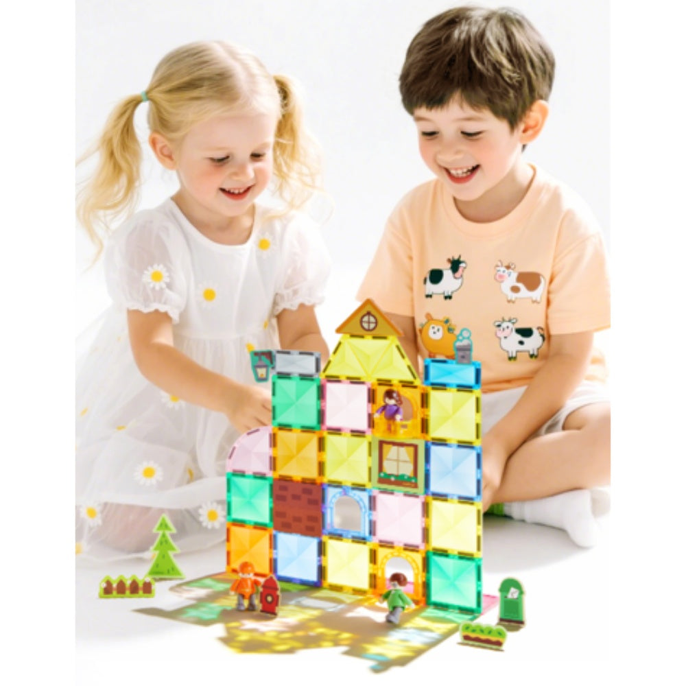Mideer - Colourful Magnetic Tiles Building Set - Our Family - 32pcs