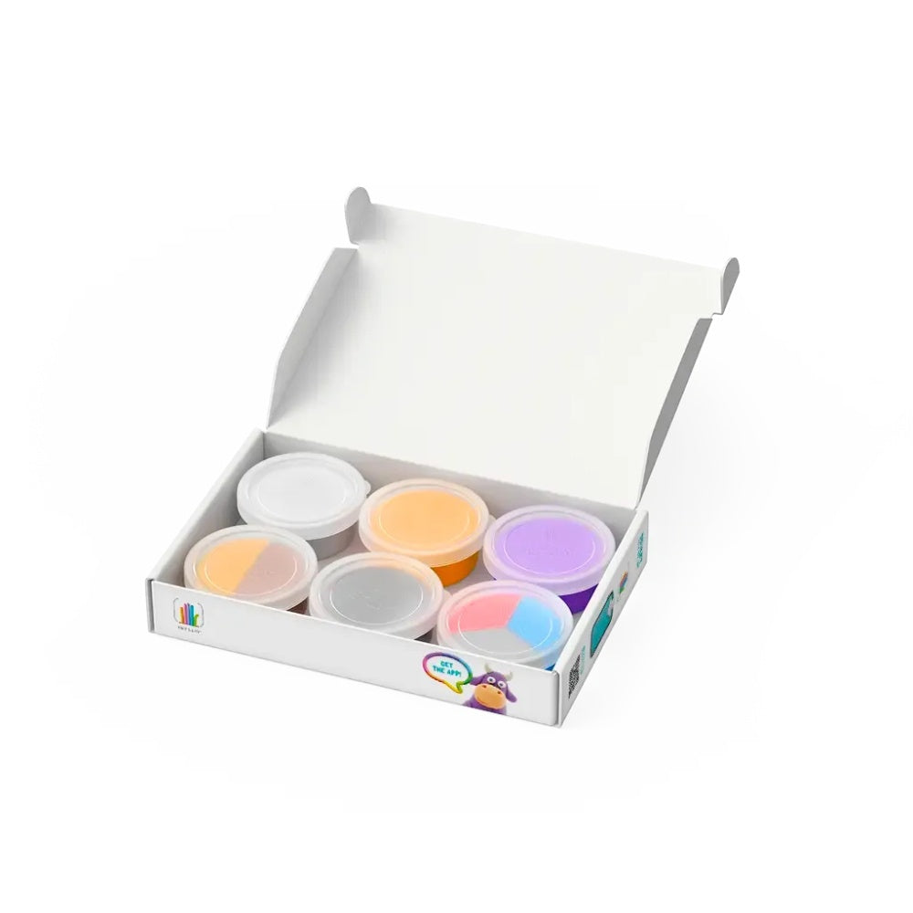 Hey Clay - Modelling Air-Dry Clay with Fun Interactive App - Cow, Doggie, Sheep, Series Animals, 6 cans