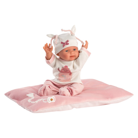 Llorens - Newborn Baby Girl Doll with Cushion, Clothing & Accessories: Bebita - 26cm - Motherhood