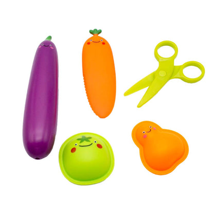 Jar Meló - Play Dough Tools 5-Piece Set - Fruit & Vegetable Moulds with Scissors