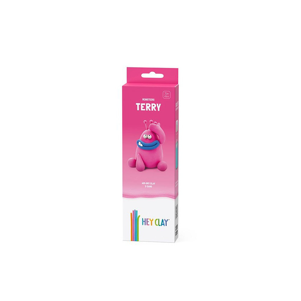 Hey Clay - Modelling Air-Dry Clay with Fun Interactive App - Terry, series Monsters, 3 cans