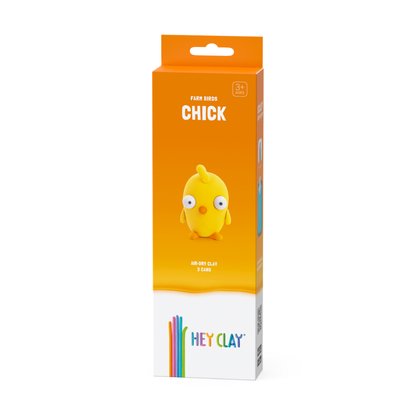 Hey Clay - Modelling Air-Dry Clay with Fun Interactive App - Chick, series Farm Birds, 3 cans