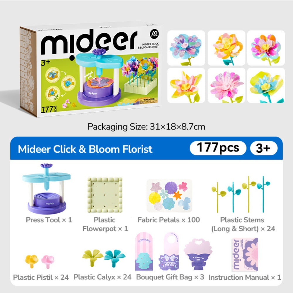 Mideer - Click and Bloom: DIY Fabric Flower Making Kit for Kids