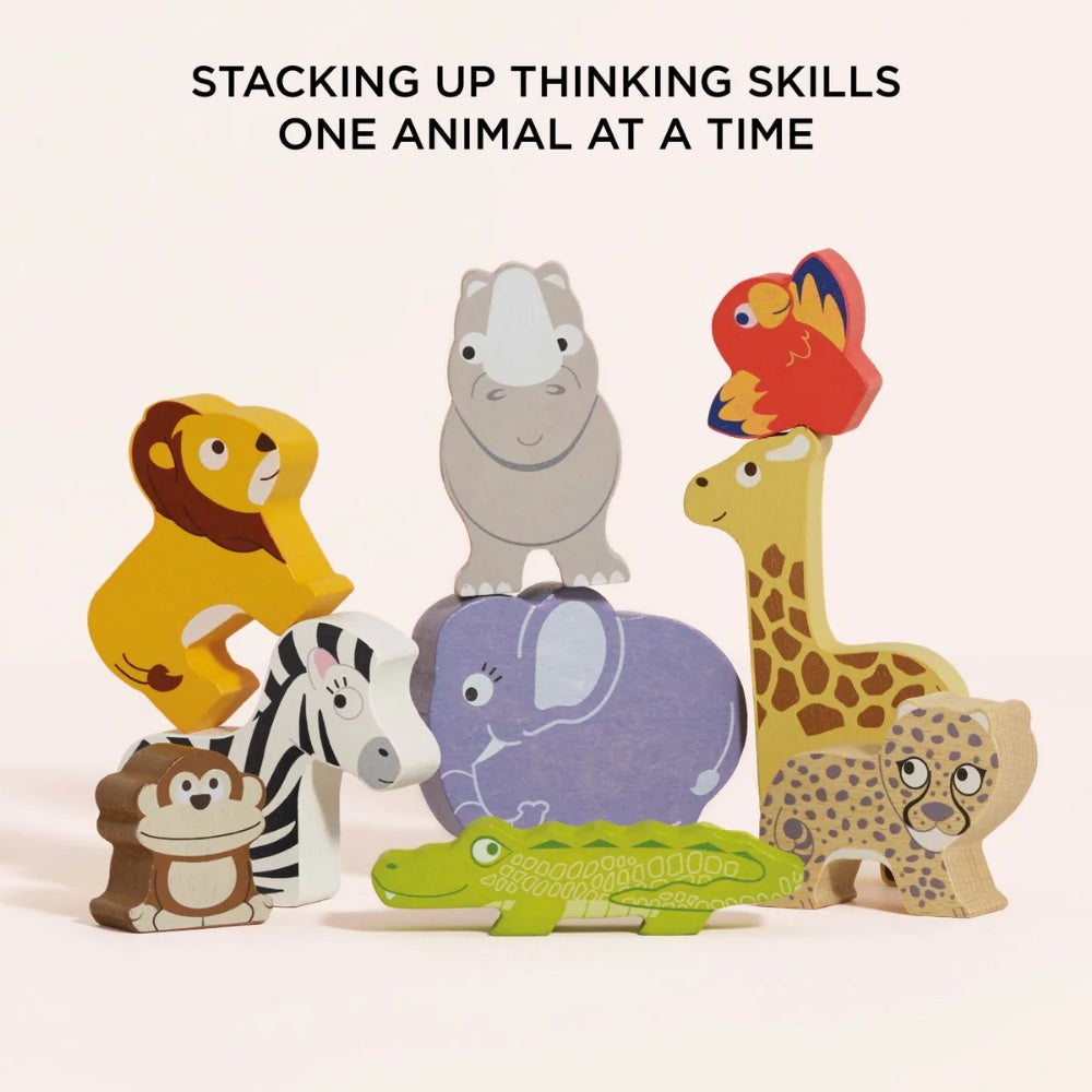 Le Toy Van - Wooden Stacking African Animals & Bag - 10pcs