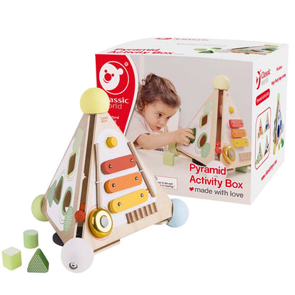 Classic World - Pyramid Activity Box - Four Sided Multi-Activity Busy Board