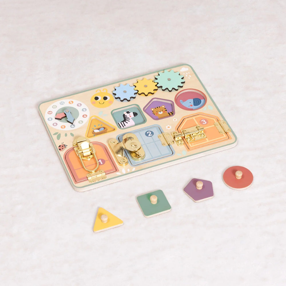 TookyToy - Wooden Busy Board - Pastel