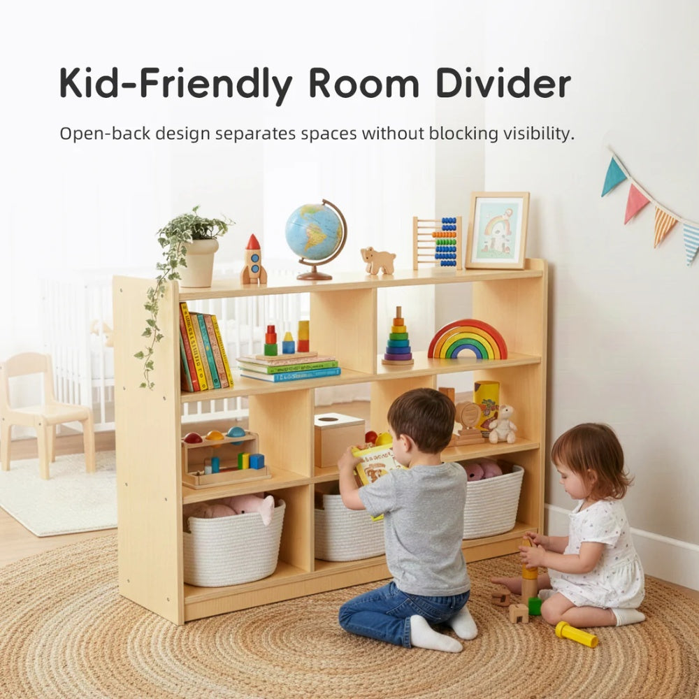 TookyToy - Wooden Shelf and Toy Storage for Kids Room: Open Plywood 90x113cm