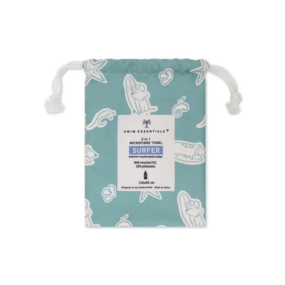 Swim Essentials - Microfiber Beach Towel - Surf Dogs - 135x65 cm
