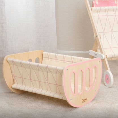 Classic World - Pretend & Play - 2-in-1 Modern Doll Cradle & Bed