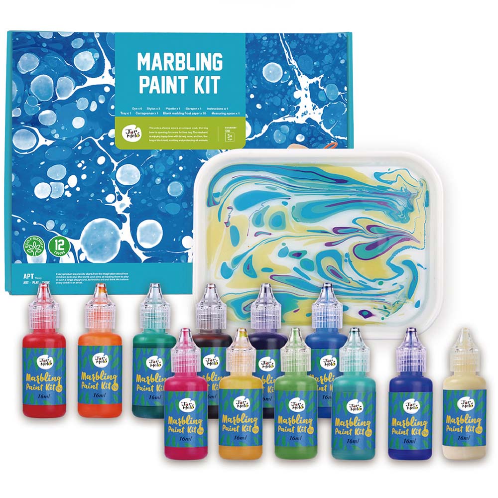 Jar Meló - Water Marbling Paint Set - 12 Colours Art Kit with Tools & Paper