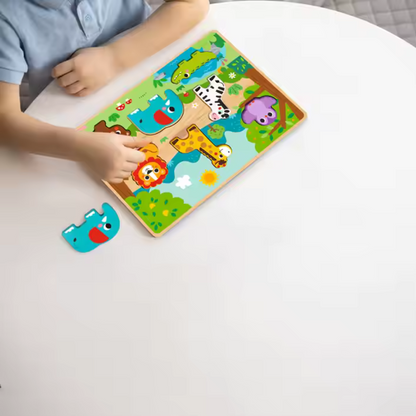 hi Pando - Chunky Wooden Puzzle - Wild Animals - 8pcs