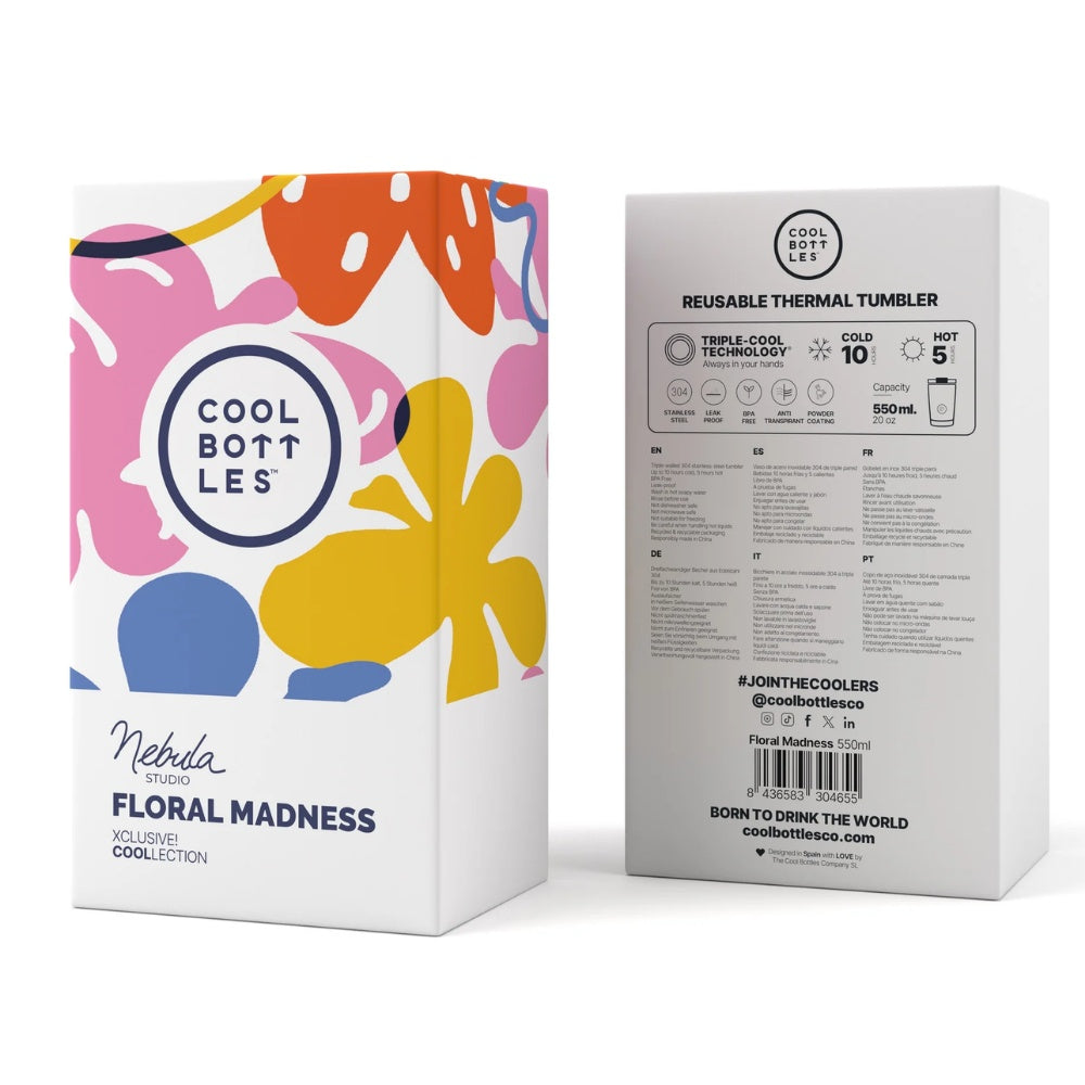 Cool Bottles - Triple-Insulated Travel Tumbler - Floral Madness 550ml