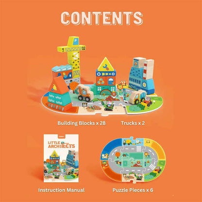 Mideer - Wooden Blocks with Floor Road Puzzle: Building Set for Kids